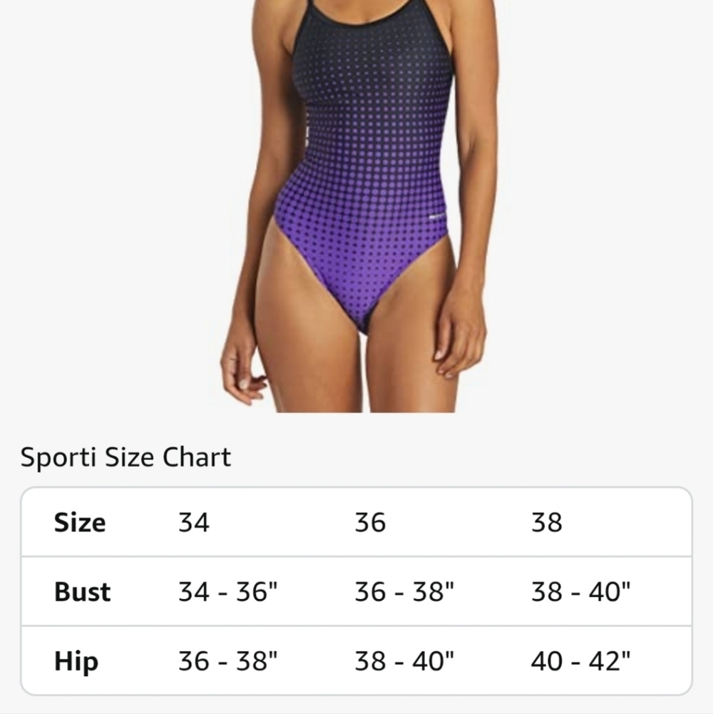 Women's Black and Purple Competition Swimwear NWT - Picture 3 of 16
